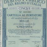 Debito Pubblico del Regno d’Italia – Rendita 5% – Cartelle al Portatore-5