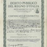 Deb. Pubbl. del Regno d’Italia – Prestito Redim. 3,50% – 1934 – Cert. d’Usufr.-2