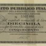 1946 – Debito Pubblico Italiano – Prestito della Ricostruzione – Rendita 5% – Roma-3