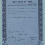 Debito Pubbl. dello Stato Italiano – Rendita 5% – 1935 – Assegno Provv. Nom.-1