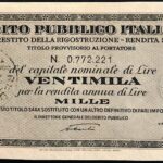 1946 – Debito Pubblico Italiano – Prestito della Ricostruzione – Rendita 5% – Roma-4