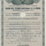 Repubbl. Ital. – Buono del Tesoro Novennale 5% a Premi – Cert. Nomin.-1