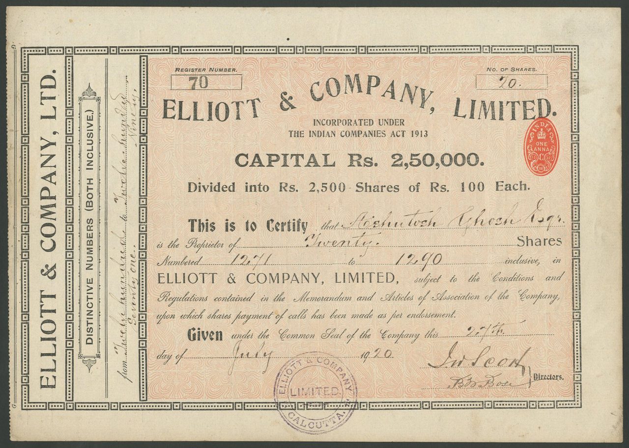 Elliott & Company Limited • Titolo finanziario storico • Scripomuseum